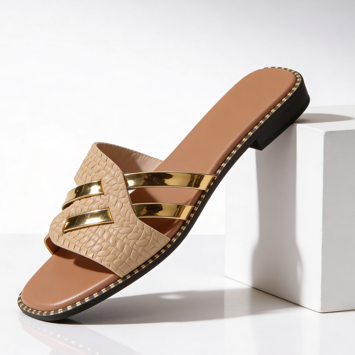 Margot | Gold Detail Slide Sandals