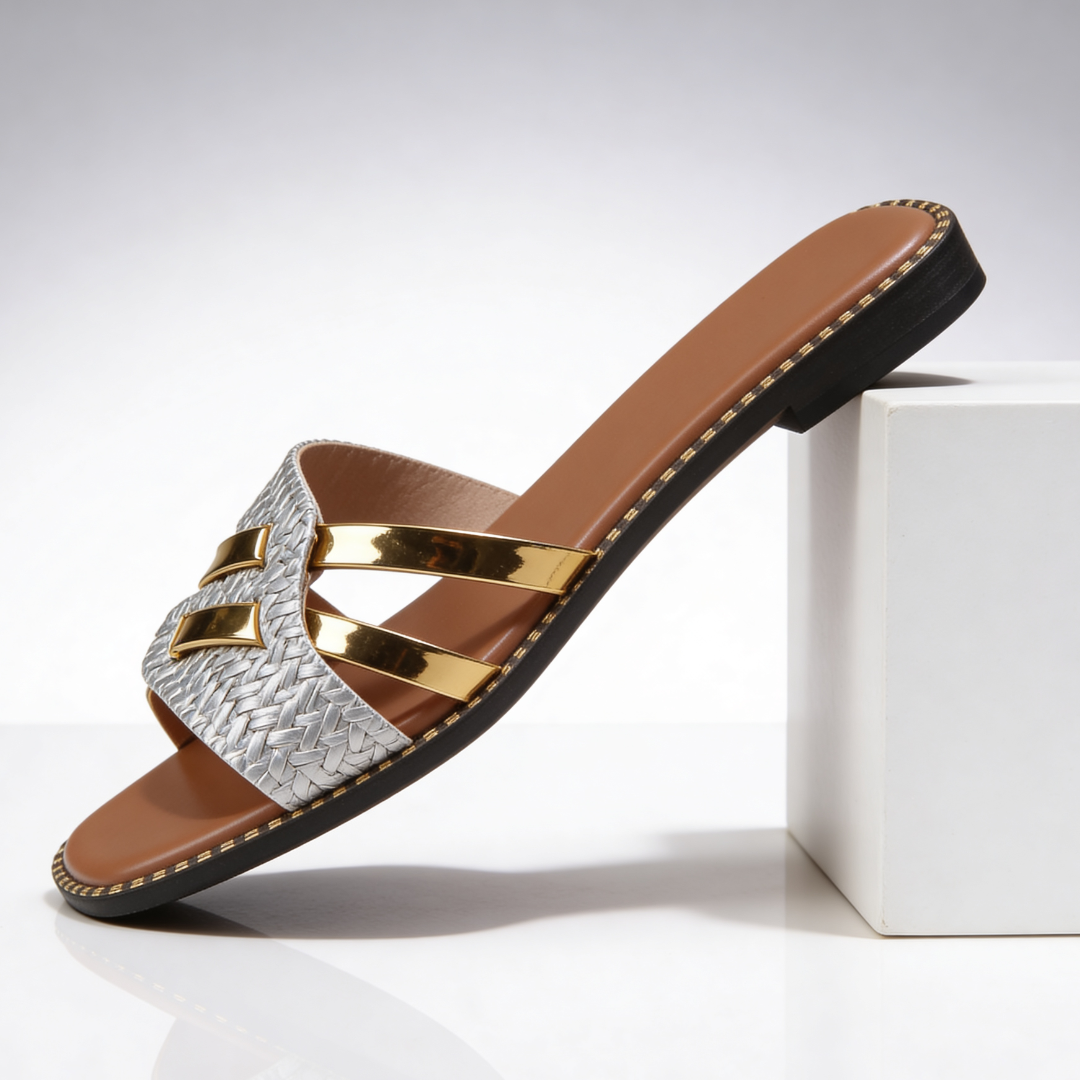 Margot | Gold Detail Slide Sandals