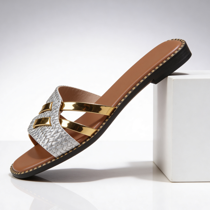 Margot | Gold Detail Slide Sandals