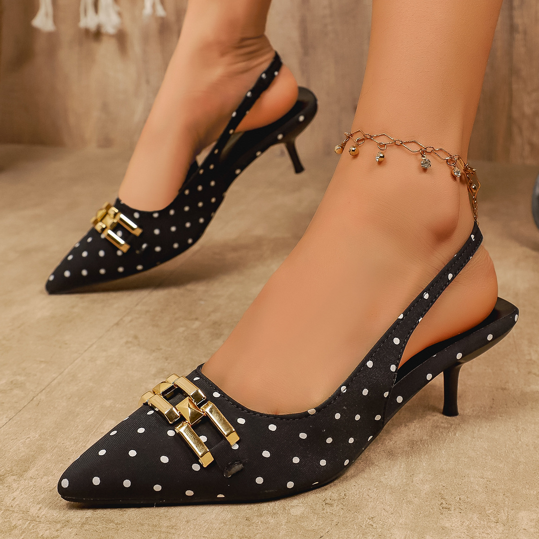 Odette Polkadot Slingback Heels